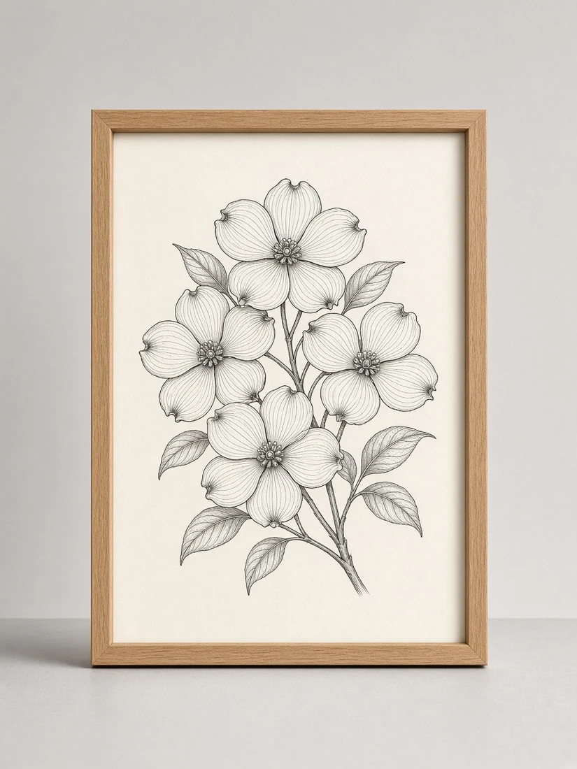 Dogwood Line Art Print